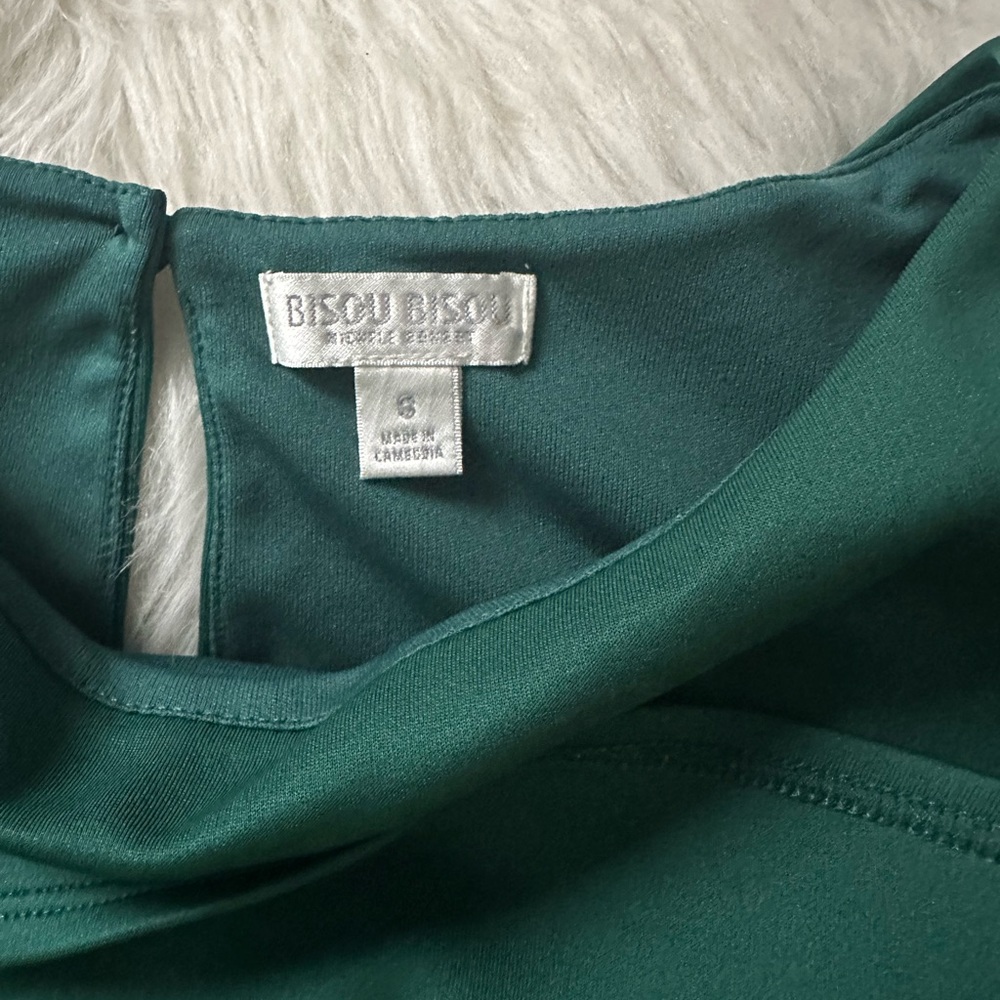 Bisou Bisou Green Peplum Top Size Small - Picture 5 of 7